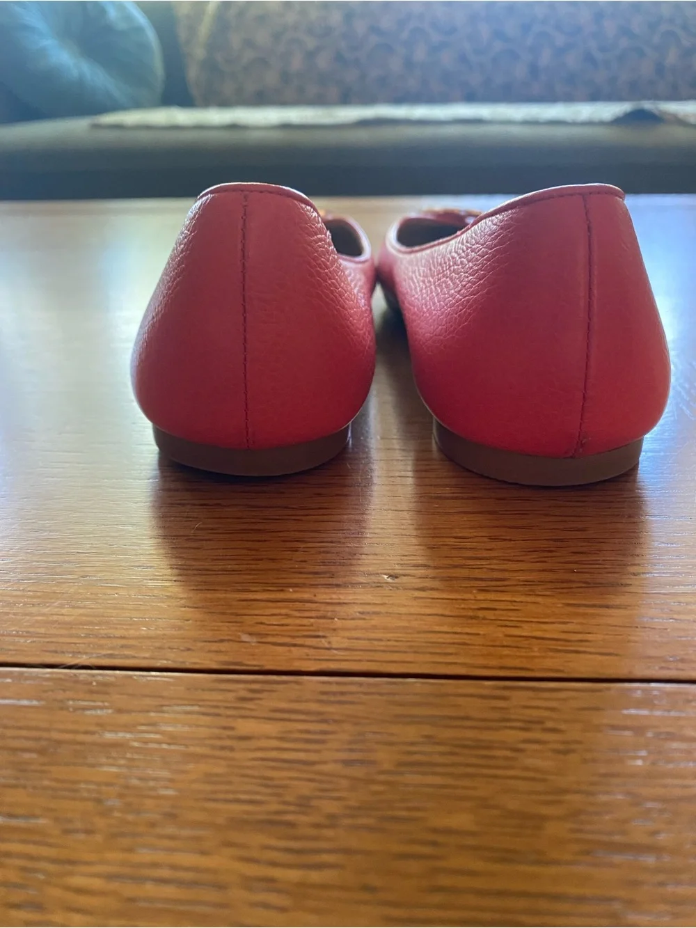 Tory Burch Orange Leather Logo Ballet Flats